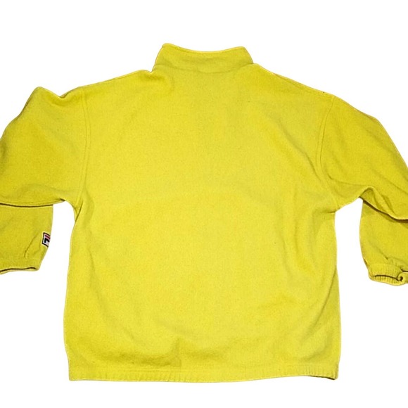 VTG Fila 1/4' Zip fleece Pullover Sweatshirt Neon Yellow - Men's XL - Picture 6 of 7